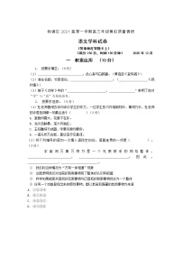 杨浦区2021届高三年级语文第一次模拟质量调研（含答案）练习题