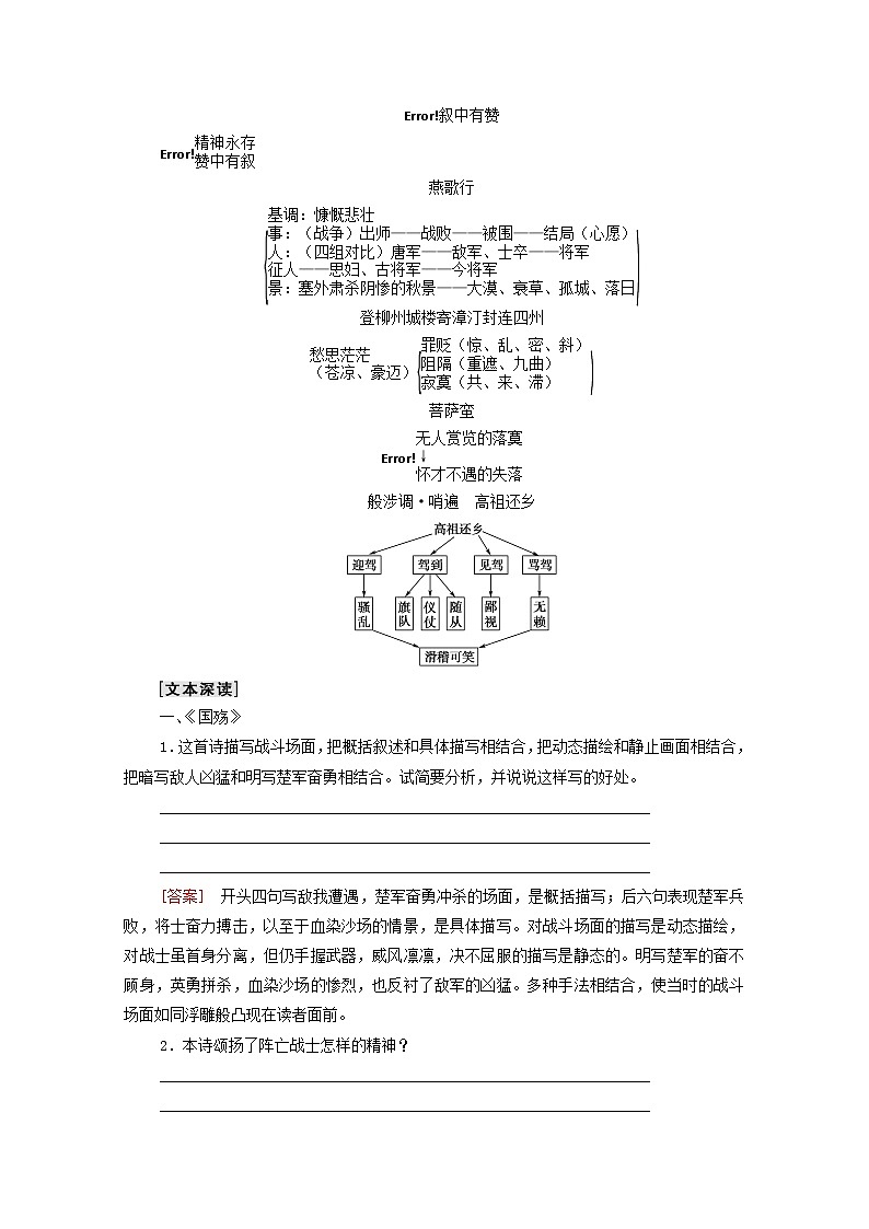 2021_2022学年高中语文第3单元因声求气吟咏诗韵推荐作品：国殇燕歌行登柳州城楼寄漳外连四州菩萨蛮般涉调•哨遍高祖还乡学案新人教版选修中国古代散文欣赏2021092721703