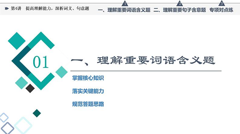 板块2 专题2 考题研析  第4讲　提高理解能力，深析词义、句意题课件PPT第3页