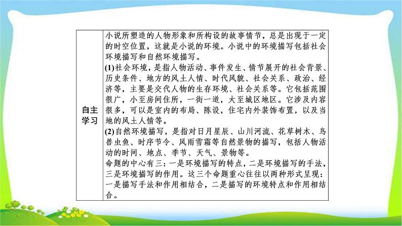 高考语文总复习专题十一小说阅读环境课件PPT第3页