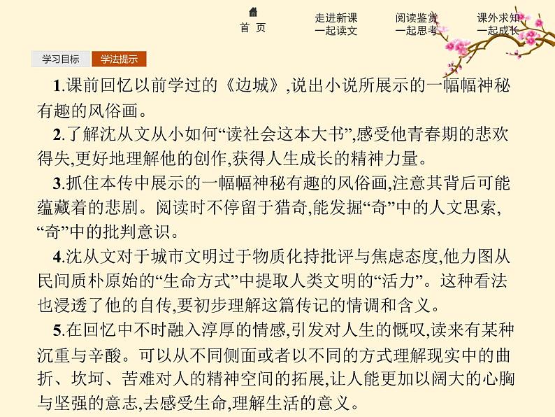 2021-2022学年高中语文人教版选修中外传记作品选读同步课件：第七课　沈从文逆境也是生活的恩赐03