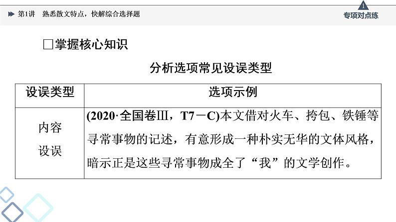 板块2 专题2 考题研析  第1讲　熟悉散文特点，快解综合选择题课件PPT03