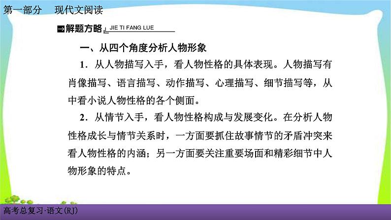 人教版高考语文总复习第一部现代文阅2小说阅读二鉴赏小说的形象课件PPT04