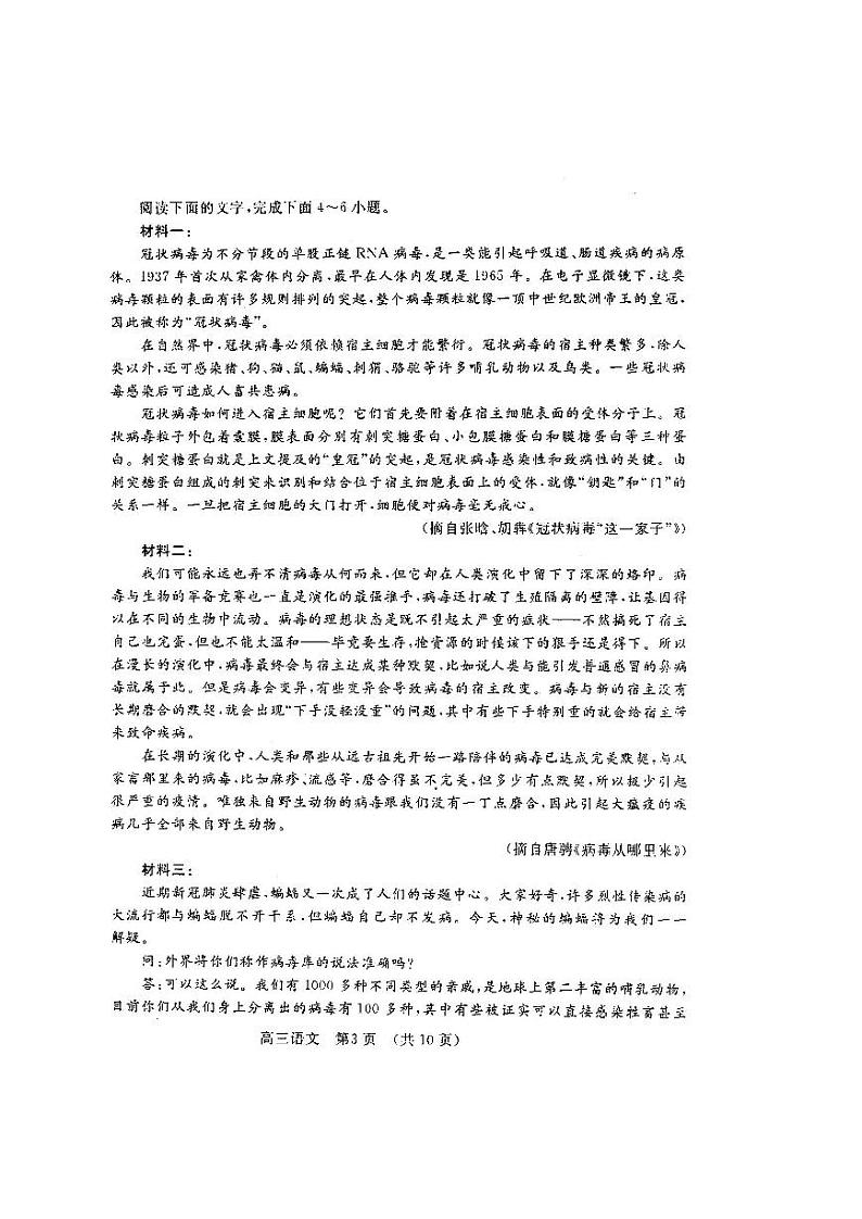 河南省洛阳市2019-2020学年高中三年级第二次统一考试语文试卷含答案03