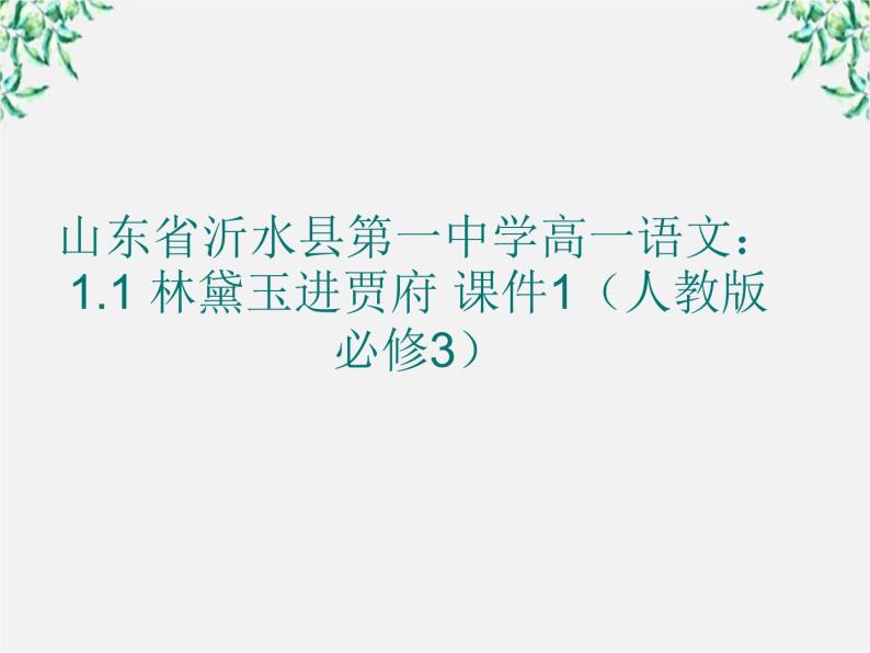 山东省沂水县第一中学高一语文：1.1 林黛玉进贾府 课件1（人教版必修3）22201