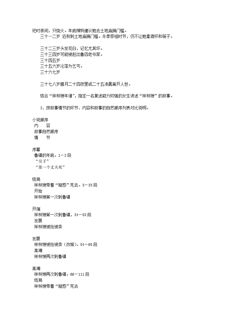 高二语文教案：1.2《祝福》（新人教版必修3）24503