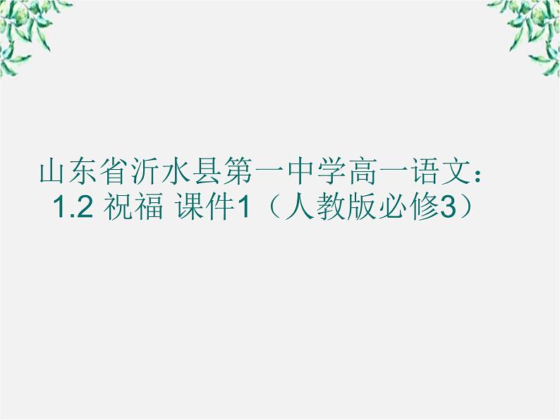 山东省沂水县第一中学高一语文：1.2 祝福 课件1（人教版必修3）278第1页