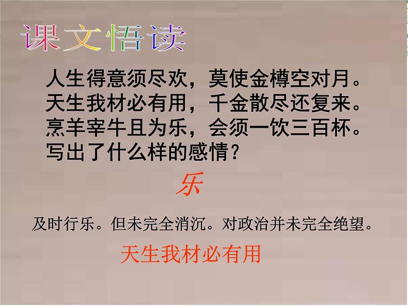 （安徽专用）高中语文：《将进酒》课件2 （人教选修《中国古代诗歌散文欣赏》）第8页