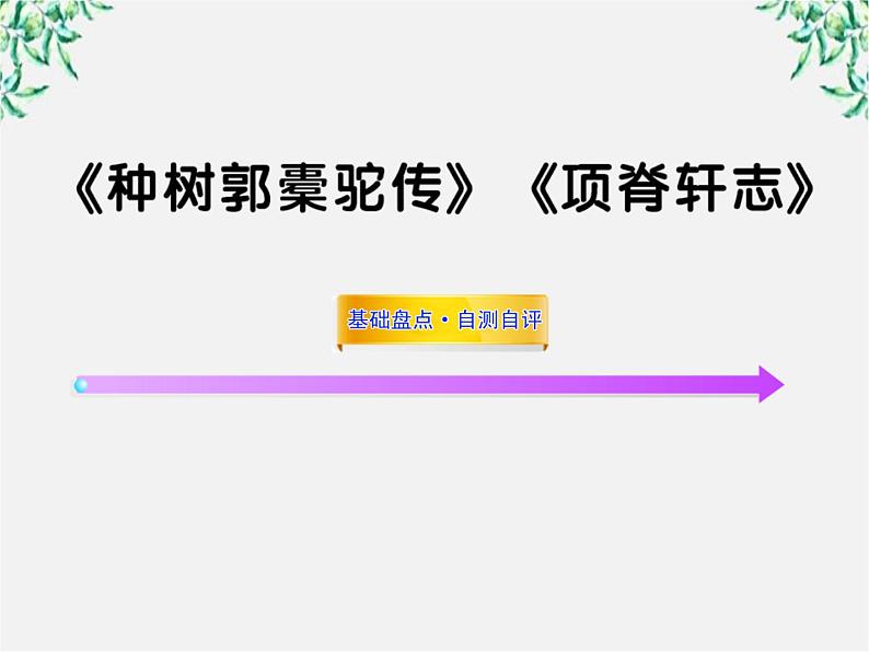 届高三语文一轮复习即时巩固课件：《种树郭橐驼传》《项脊轩志》（新人教版）（湖南专用）第1页