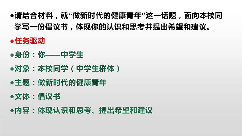 2022届高考语文作文：做新时代健康青年（倡议书）课件（17张PPT）第3页