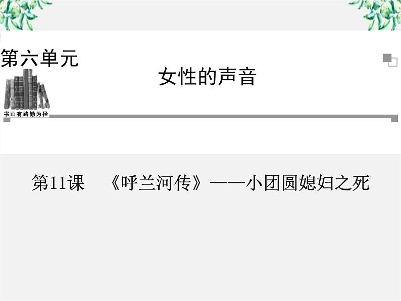 -年高中语文 第六单元 第11课《呼兰河传》小团圆媳妇之死课件 新人教版选修《中国小说欣赏》01