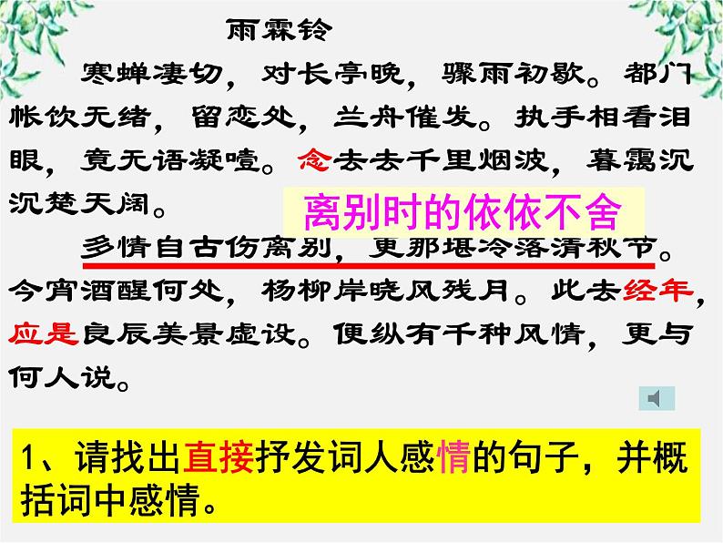 江苏省大丰市南阳中学高一语文课件：《雨霖铃》2 新人教版1081第7页