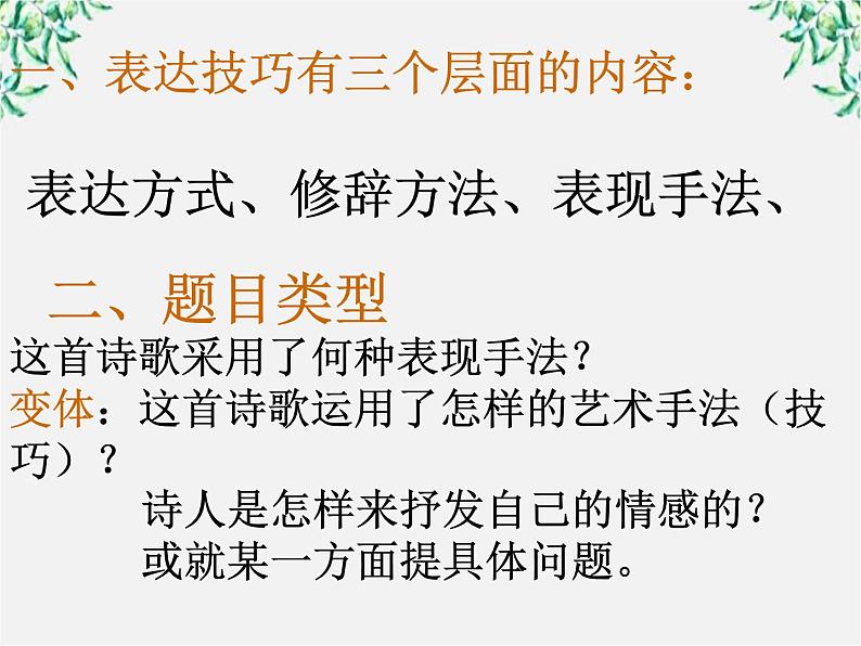 青海省西宁市高二语文《诗歌鉴赏之五表达技巧》课件 中国古代诗歌散文欣赏（新人教版选修）02