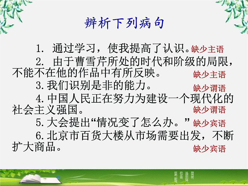 高考语文一轮复习之《语言文字应用》：《有话“好好说”——修改病句》课件（人教版选修）06