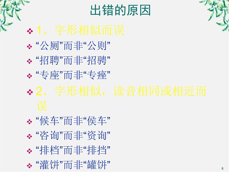 高二语文：3.4 《咬文嚼字——消灭错别字》备课参考资料（人教版选修《语言文字应用》）课件PPT08