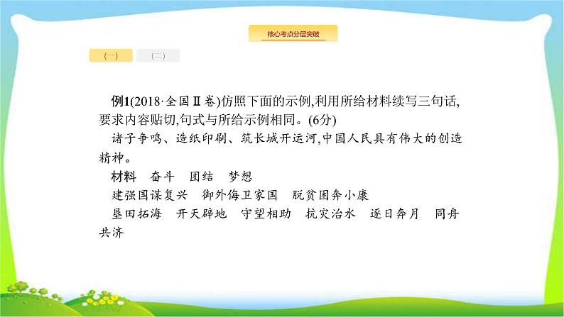 高考语文突破复习语言文字应用专题五句式的仿用、变换,扩展语句、压缩语段完美课件PPT04