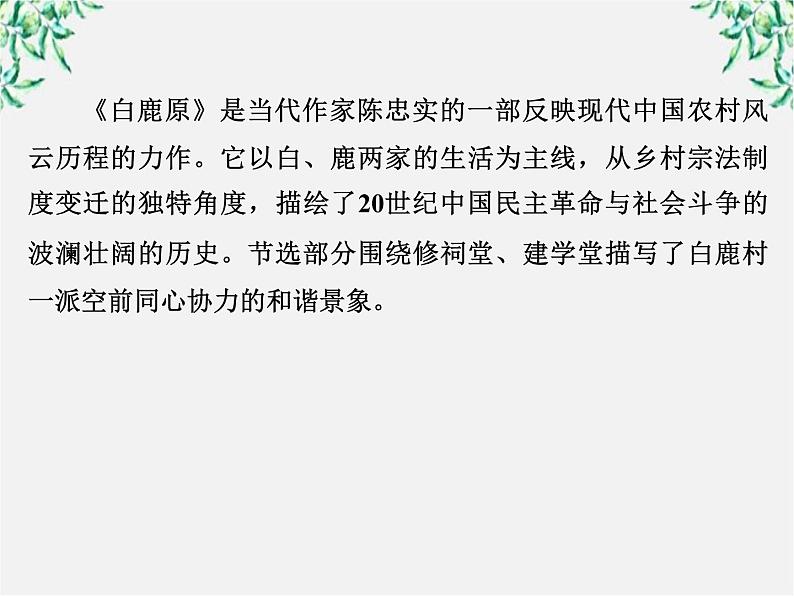 新课标同步导学语文[人教版]课件：中国小说欣赏第5单元  家族的记忆06