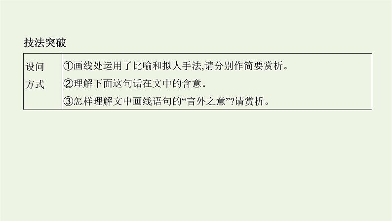 课标版2022版高考语文总复习第一部分现代文阅读专题三文学类文本阅读__小说考点四分析小说的语言及其文体特征课件第2页