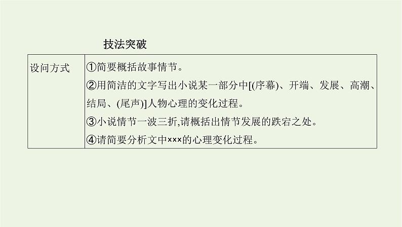 课标版2022版高考语文总复习第一部分现代文阅读专题三文学类文本阅读__小说考点一理清小说情节课件第3页