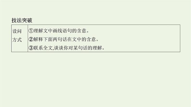 课标版2022版高考语文总复习第一部分现代文阅读专题四文学类文本阅读__散文考点三理解文中词语的含义句子的含意课件第6页