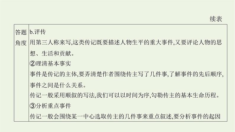 课标版2022版高考语文总复习第一部分现代文阅读专题二实用类文本阅读第5讲传记课件03