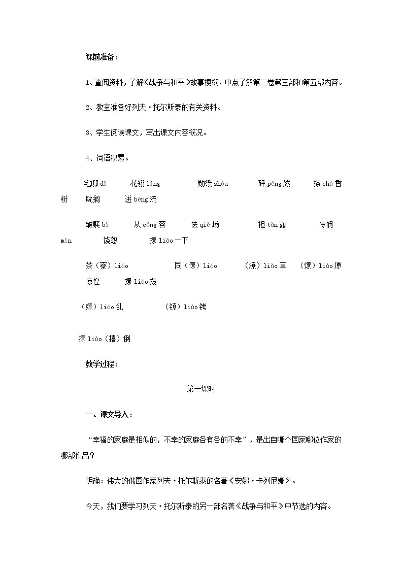 《娜塔莎》教案  （人教版高二选修）02