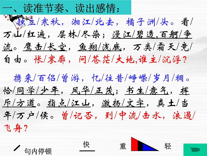 届高一语文同步课件：1.1.1《沁园春·长沙》5（苏教版必修1）63第4页