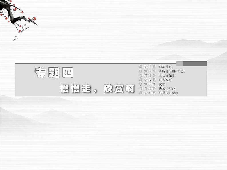 届高一语文配套课件：专题四  第14课  荷塘月色（苏教版必修2）87402