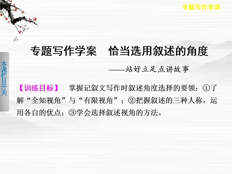 《学案导学设计》高一语文配套课件：专题写作学案2 恰当选用叙述的角度（苏教版必修2）657第1页