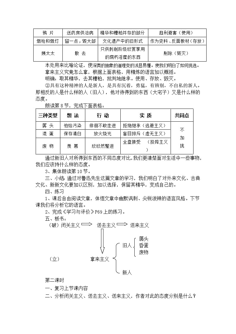 《拿来主义》教案3（苏教版必修3）02