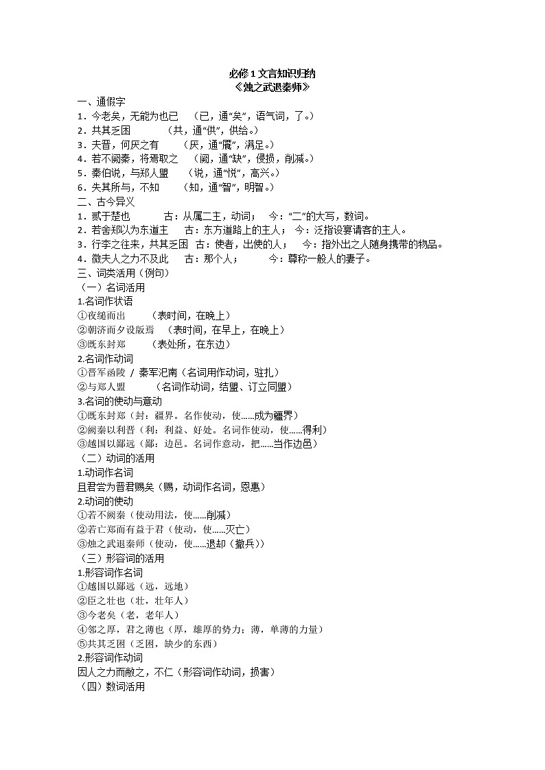 江苏省连云港市灌云县四队中学高一语文必修三《烛之武退秦师》 苏教版教案01