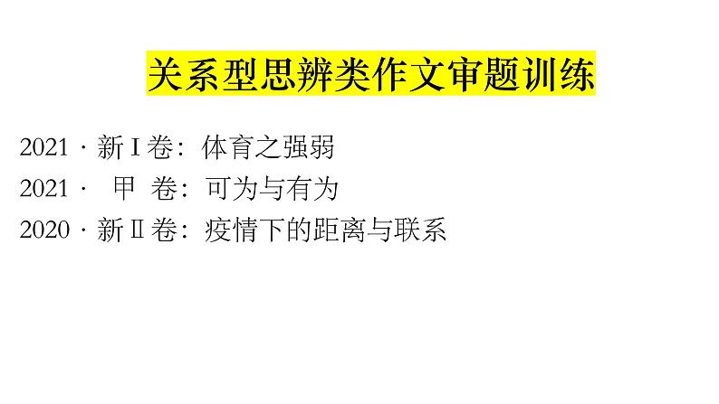 2022届高考语文复习关系型思辨类作文审题训练课件01