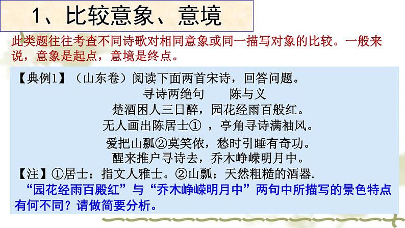 2022届高考语文一轮复习诗歌鉴赏之比较鉴赏教学课件（30张PPT）第6页