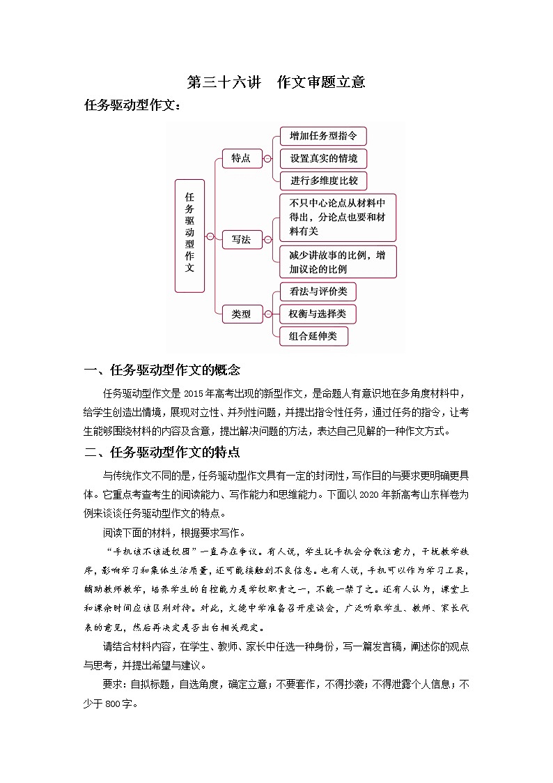 2022届高中语文二轮复习 第三十六讲  作文审题立意  精品教案 （新高考）01