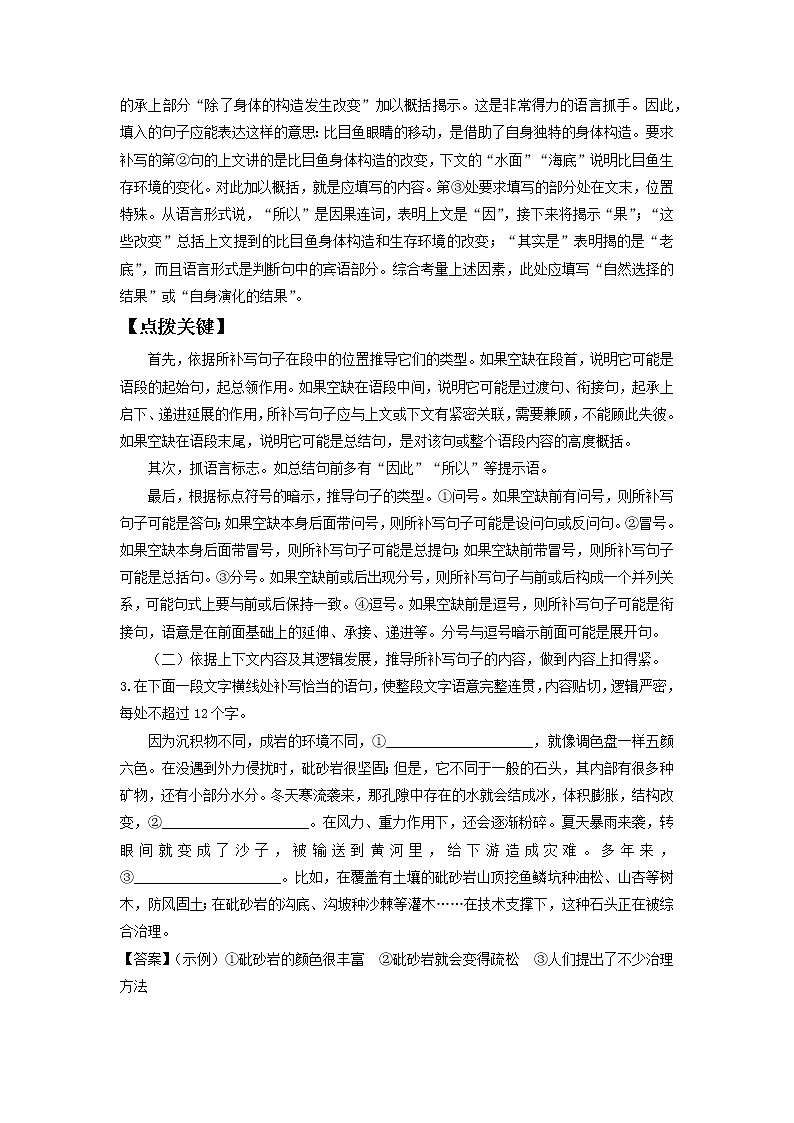 2022届高中语文二轮复习 第三十一讲  补写句子  精品学案 （新高考）第3页