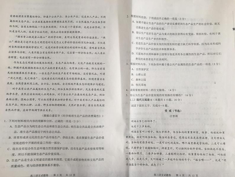 辽宁省营口市2021届高三上学期期末考试语文试题（PDF版含答案与解析）02