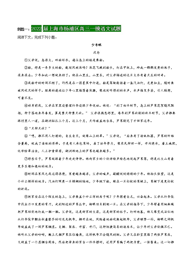 第2讲 分析句段在散文中的作用-备战2022年新高考语文二轮总复习讲练测（上海专用）02