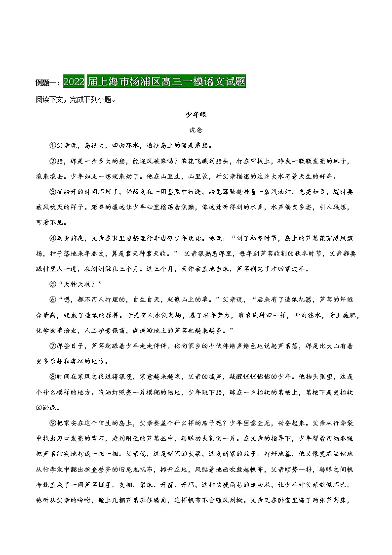 第2讲 分析句段在散文中的作用-备战2022年新高考语文二轮总复习讲练测（上海专用）02