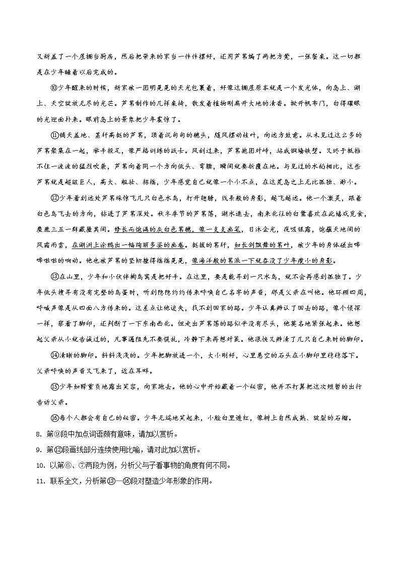 第2讲 分析句段在散文中的作用-备战2022年新高考语文二轮总复习讲练测（上海专用）03