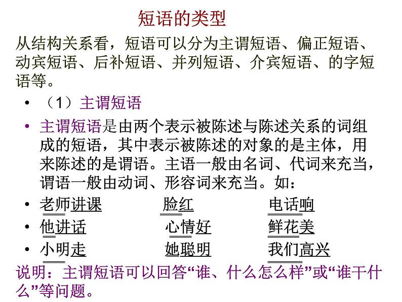 现代汉语语法知识：短语类型及句子成分划分课件（共19张PPT）02