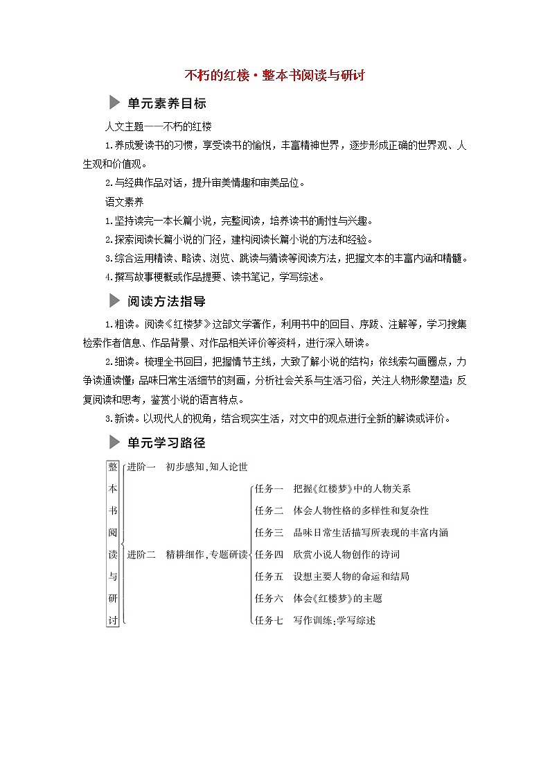 2021_2022学年高中语文第7单元不朽的红楼整本书阅读与研讨学案部编版必修下册第1页