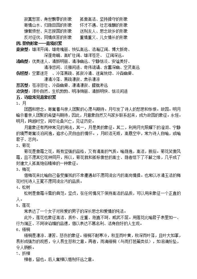 高考语文二轮复习诗词鉴赏--形象鉴赏导学案02