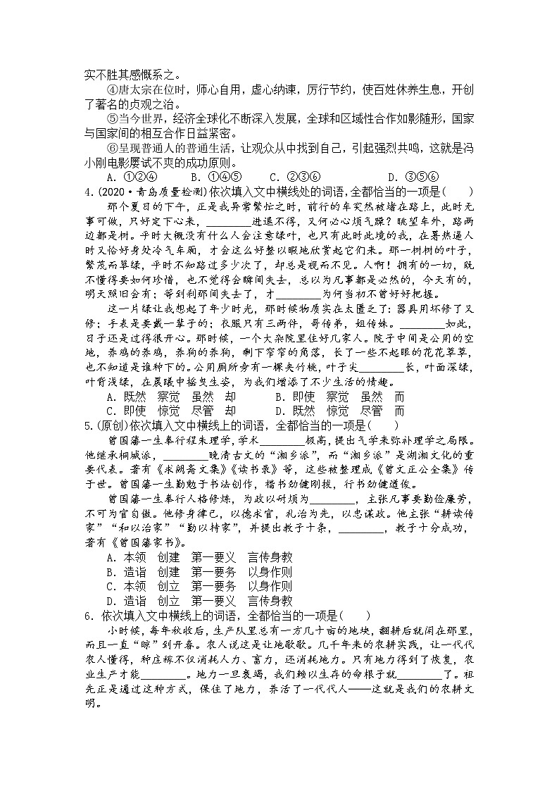 正确使用词语过关检测（原卷版）第2页