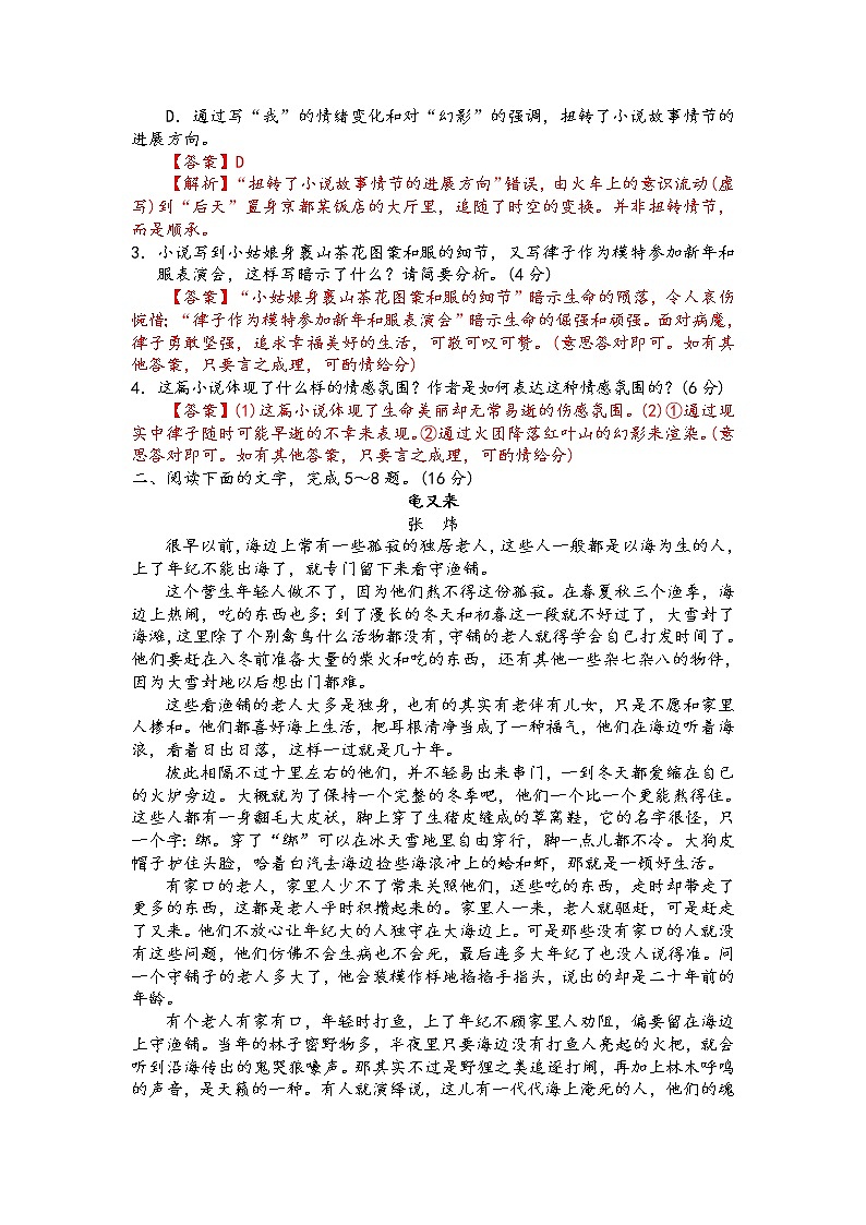 小说阅读精讲精练之过关检测(解析版)第3页