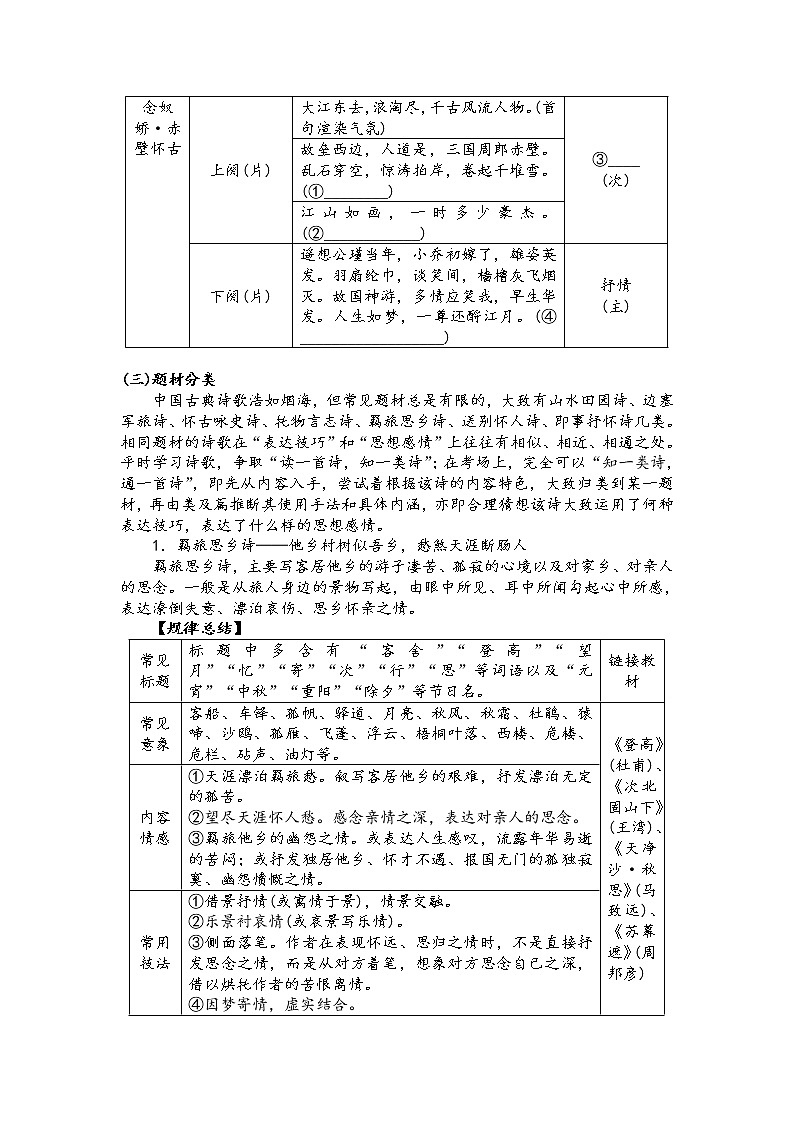 第一讲 古代诗歌阅读精讲精练之考点概述（原卷版）第3页