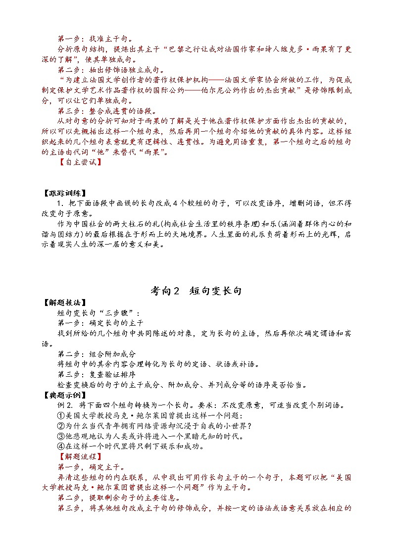 第八讲    变换句式精讲精练（原卷版）第2页
