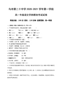 新疆乌鲁木齐市第二十中学2020-2021学年高一上学期期末考试语文试题（无答案）