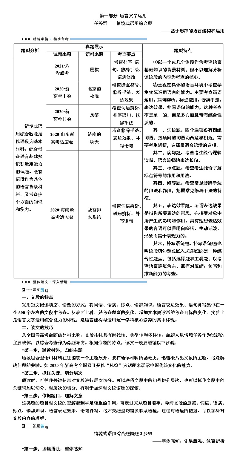 高考语文专题复习训练--  语言文字运用（情境式语用综合题）01
