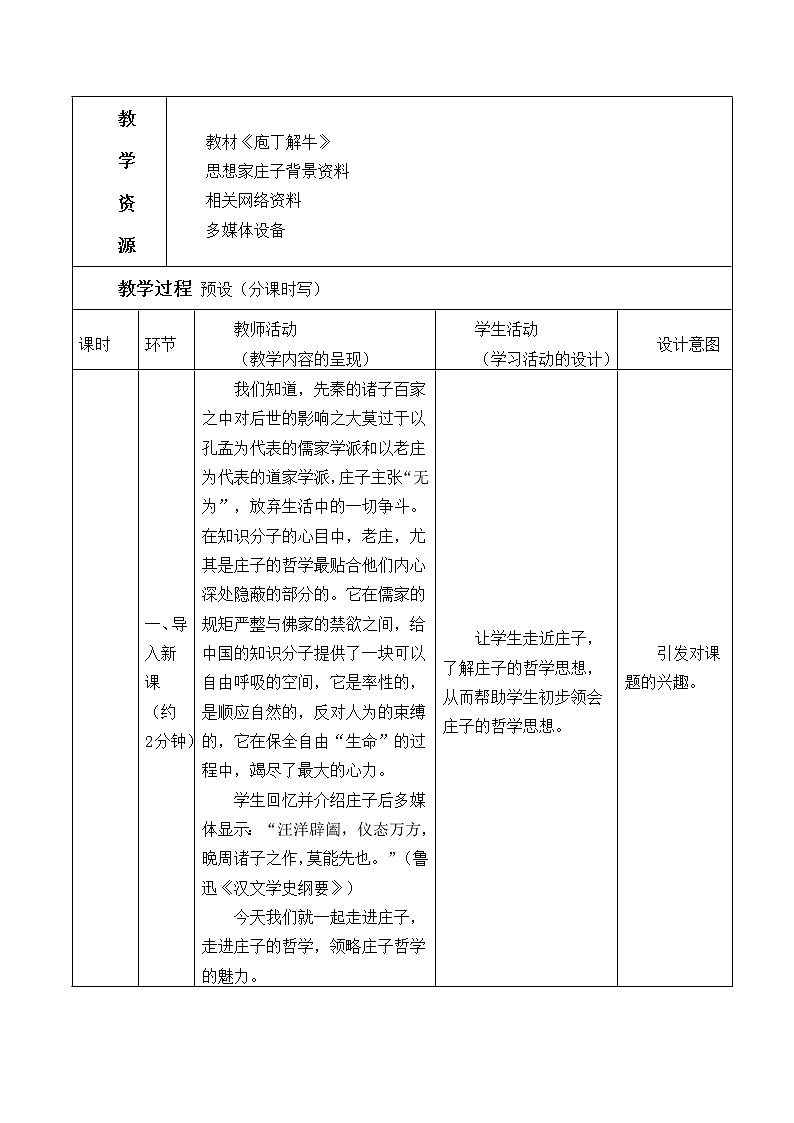 人教部编版高中语文必修下册1.3《庖丁解牛》 教案第2页