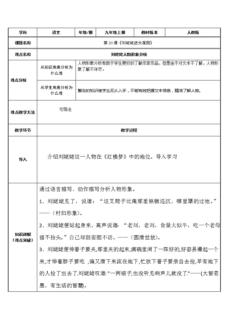 人教部编版高中语文必修下册15.红楼梦  教案01